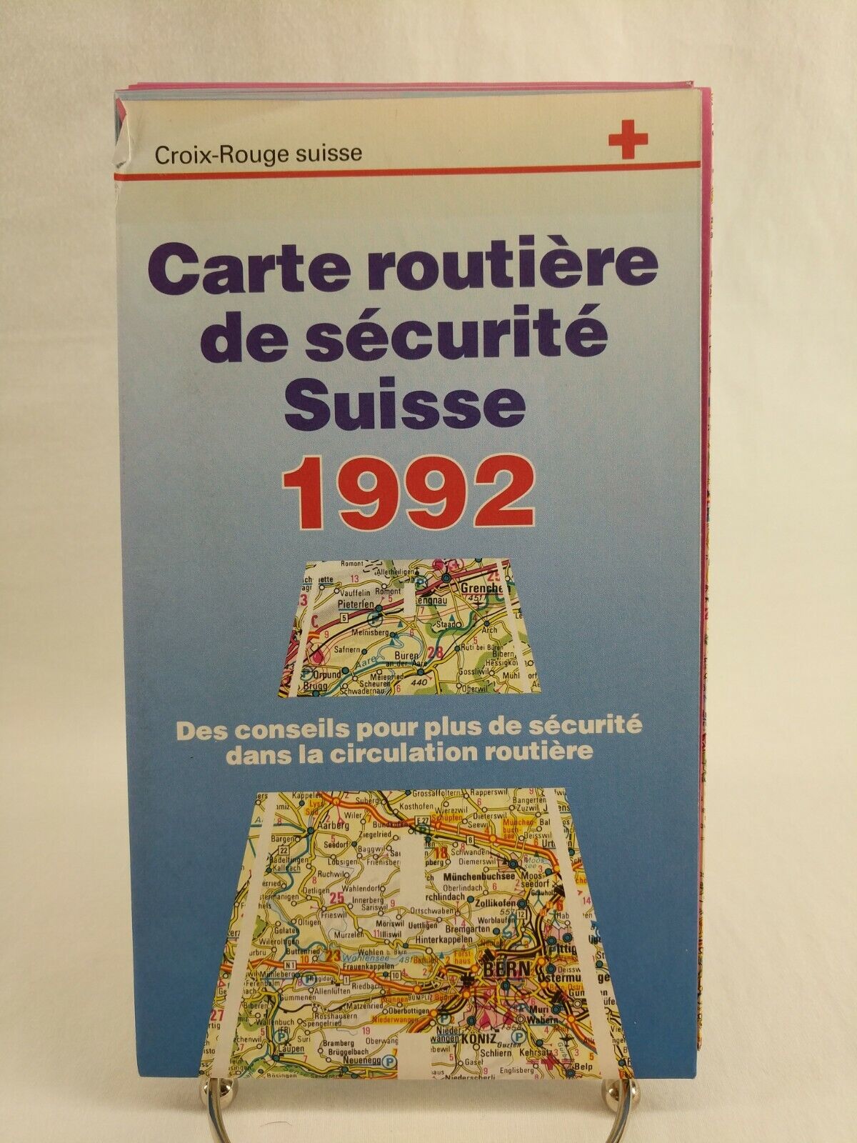 Carte routière de sécuritè Suisse, Switzerland Swiss Safety Road Map 1992