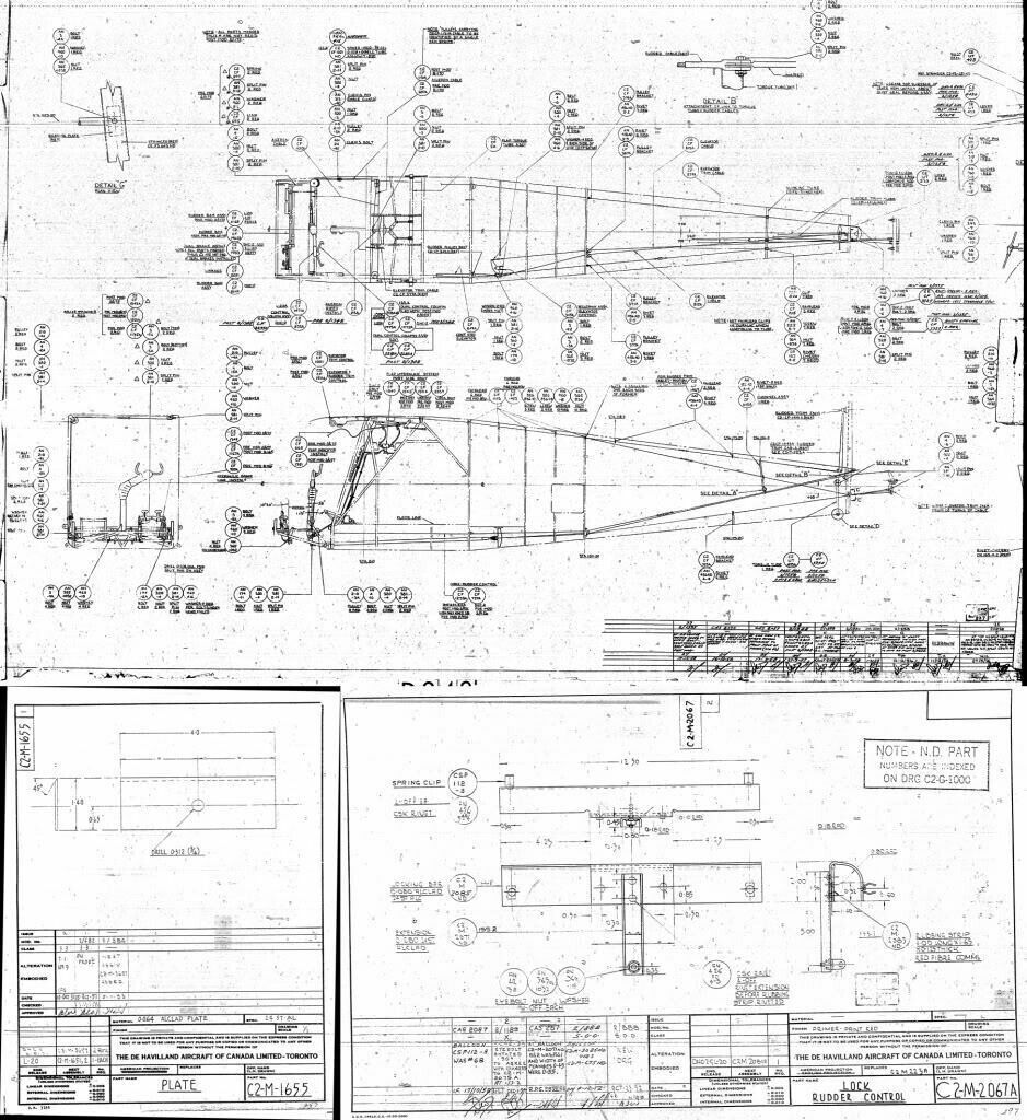 DE HAVILLAND BEAVER BLUEPRINT PLANS DHC-2 L-20 U-6 detailed factory drawings