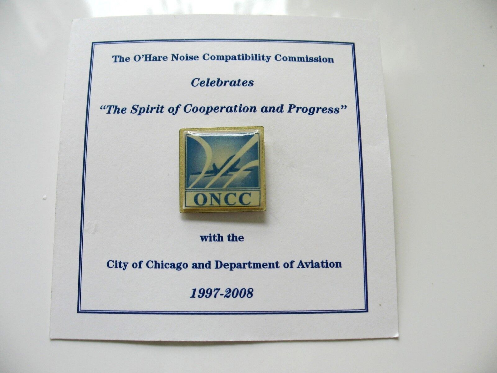 ORD AIRPORT - City of Chicago & Dept of Aviation - PIN  1997-2008 nice porcelain