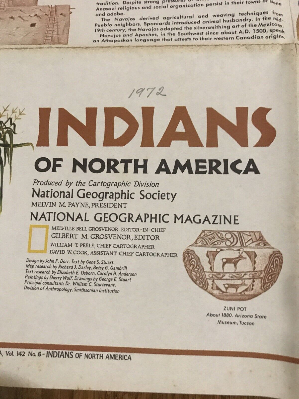 1972 (Dec) Indians of North America; National Geographic; Good Condition