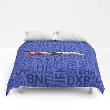 Qantas Airlines Airbus A380 with Airport codes (Blue) - Queen Size Comforter picture