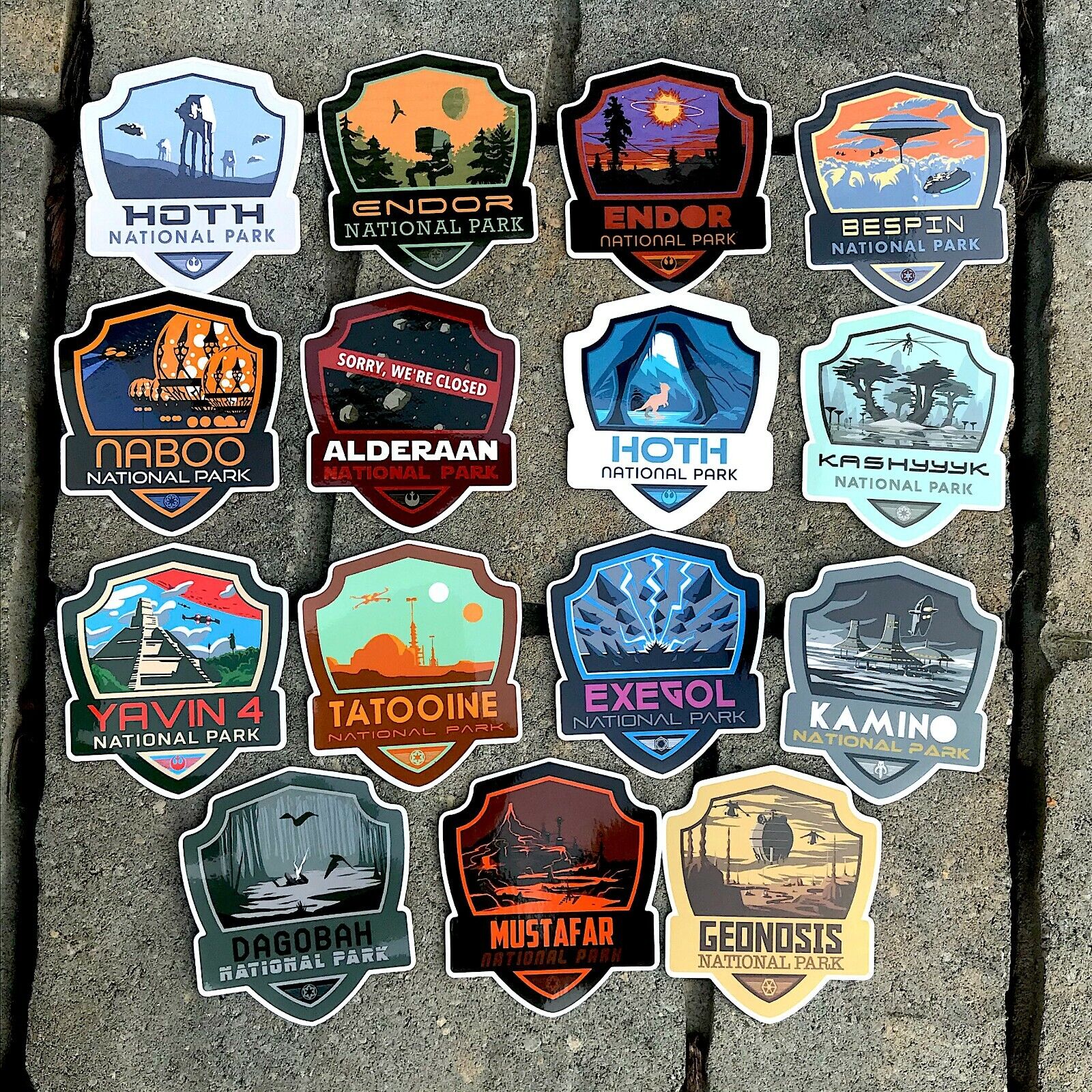 Star Wars National Park Sticker Collection, Set of 15 Complete set of series