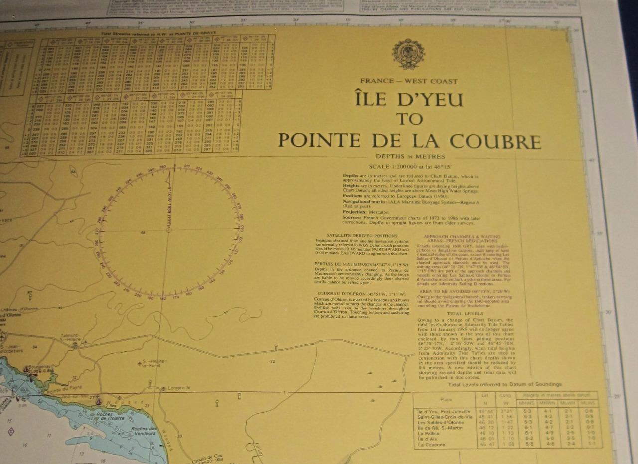 Admiralty Charts Map #2663 Ile d\'Yeu to Pointe de la Coubre, 1997 ed.