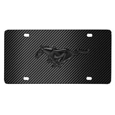 Ford Mustang 3D Black Pony Logo on Carbon Fiber Pattern Steel License Plate picture