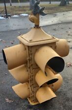 VINTAGE METAL 4 WAY TRAFFIC LIGHT SIGNAL RED GREEN YELLOW 3 TIER FROM CITY  picture