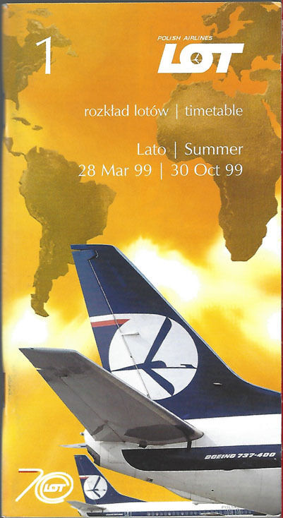 LOT Polish Airlines system timetable 3/28/99 [6102] Buy 4+ save 25%
