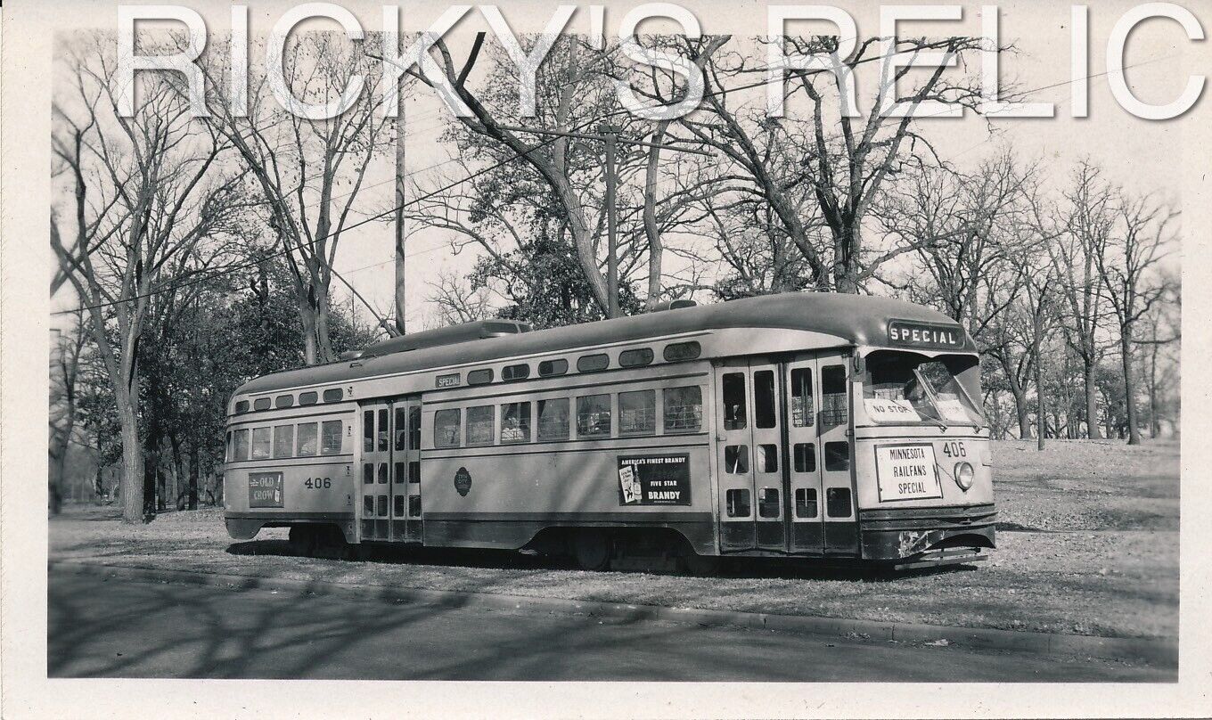 B&W Photo Twin Cities Line #406 Interurban Minneapolis MN 1950s Special