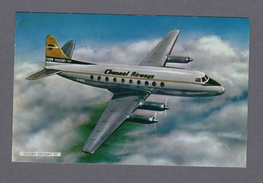 CHANNEL AIRWAYS VICKERS VISCOUNT AIRLINE ISSUE POSTCARD 