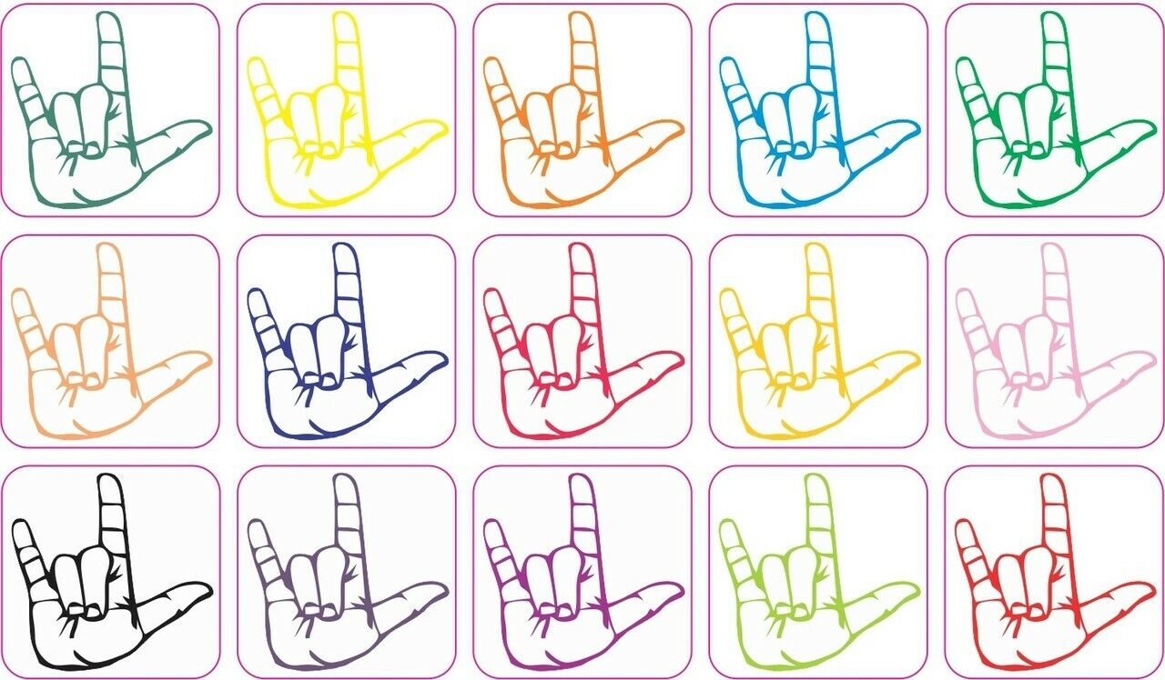 X15 1inx1in Sign Language I Love You Bumper Sticker Decal Vinyl Stickers Decals