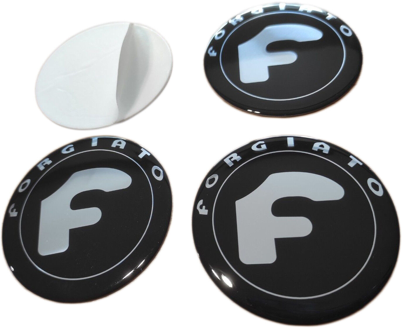 4x FORGIATO #2 Aluminum Metal Stickers Wheel Center Caps Logo Badge Rims Decal