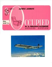 Olympic Airways This Seat Occupied By Through Passenger and postcard vintage Z31 picture