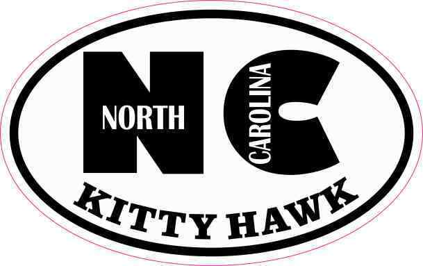 4in x 2.5in Oval NC Kitty Hawk North Carolina Sticker