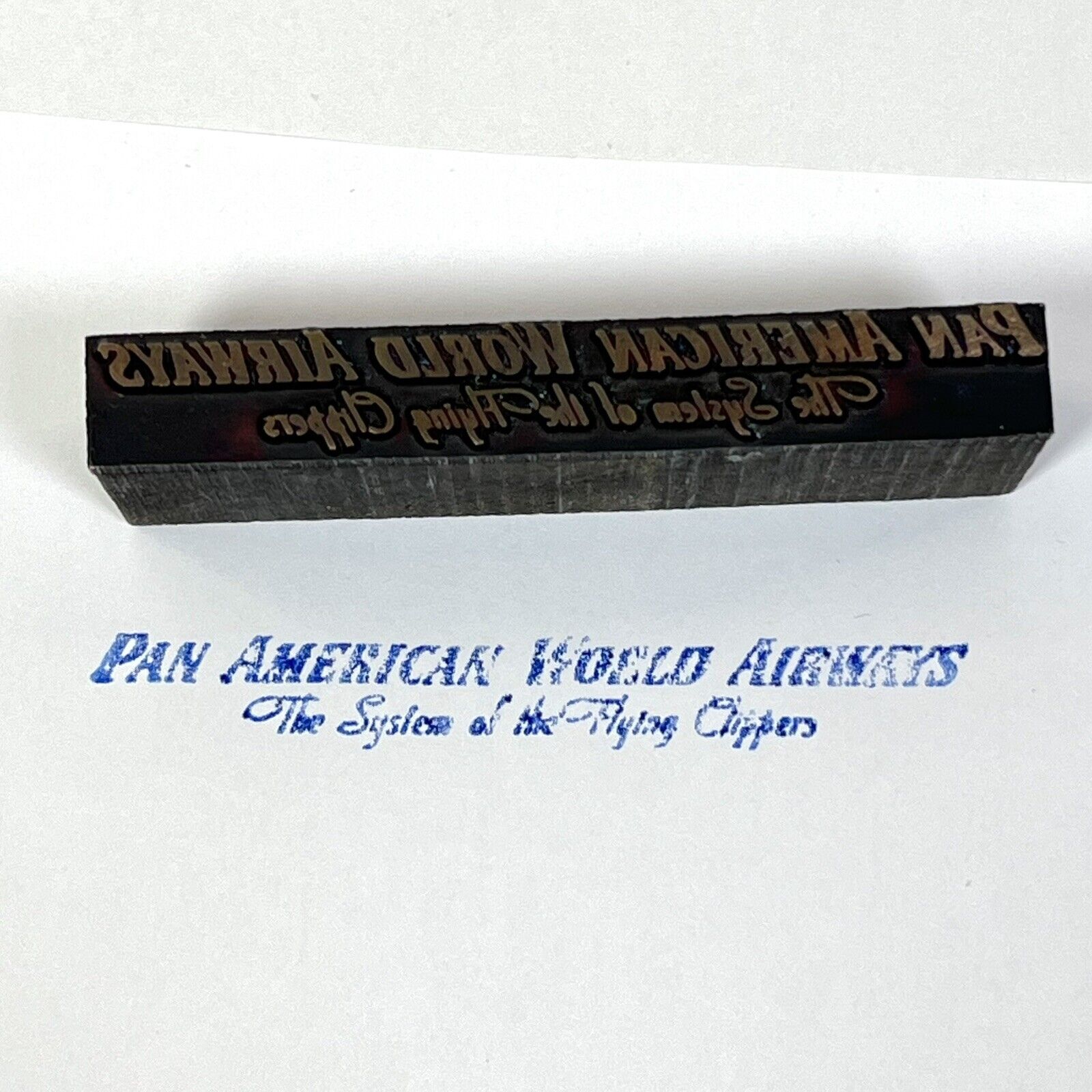 Pan American World Airways - Flying Clippers Logo Letterpress Print Plate Stamp