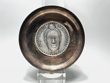 1976 Vintage AIR AFRIQUE Airlines Silverplate Metal Bowl FIA Lyon African Man picture