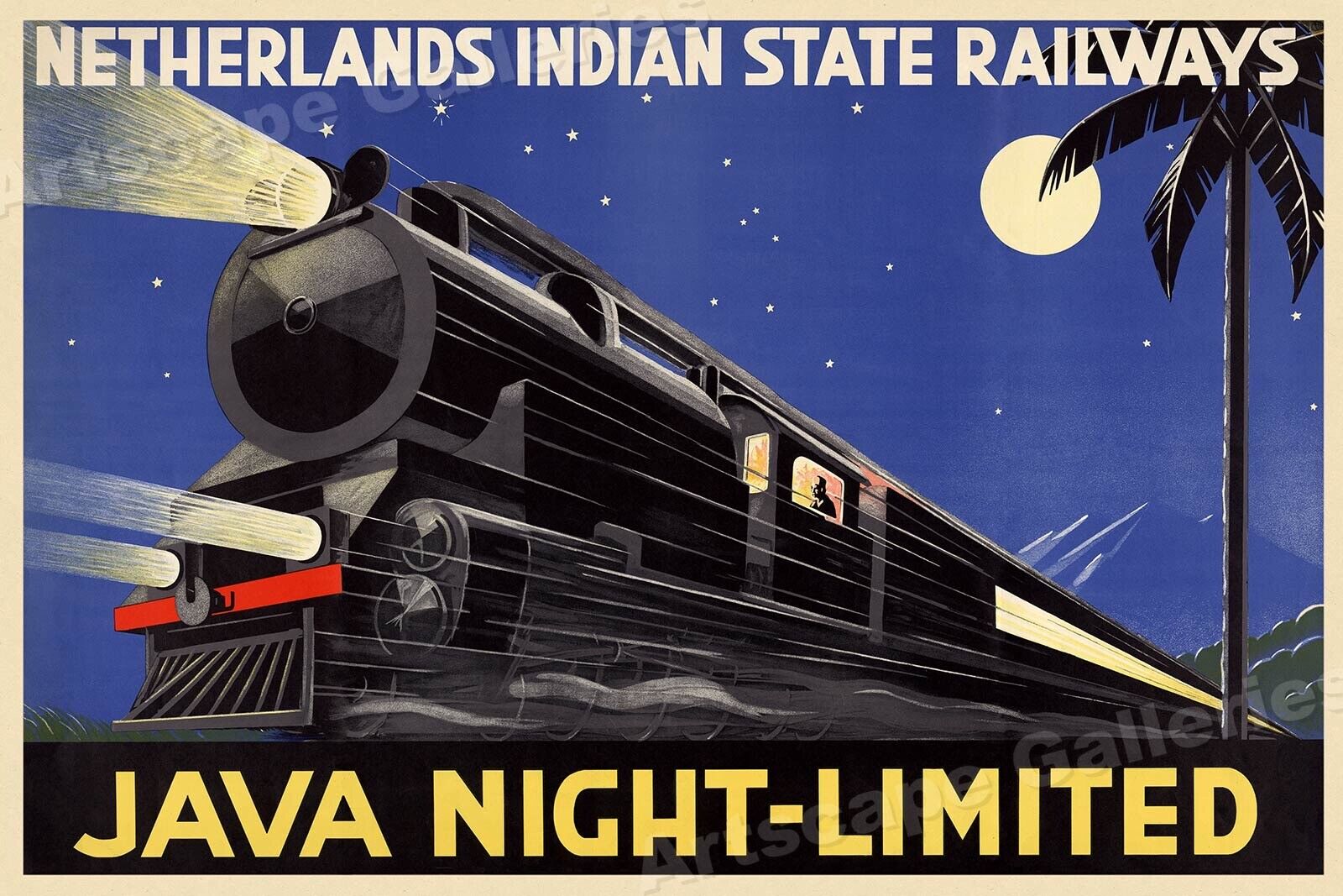 1930s Java Night Limited Indian State Railway Travel Poster - 16x24