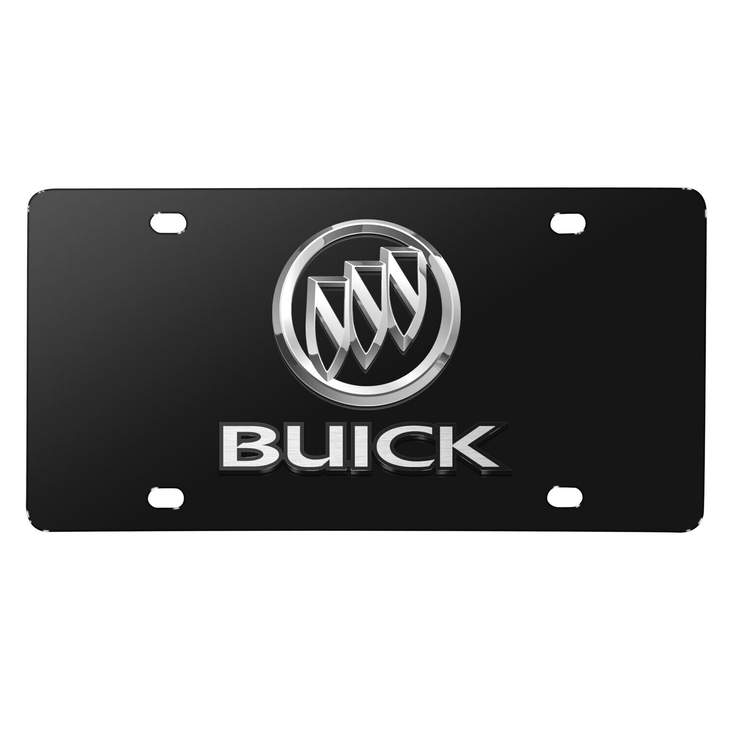 Buick 3D Dual Logo Black Stainless Steel License Plate