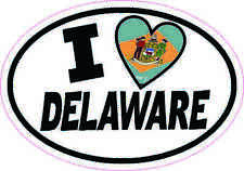 5x3.5 Oval I Love Delaware Sticker Luggage Car Window Bumper Cup Tumbler Flag picture