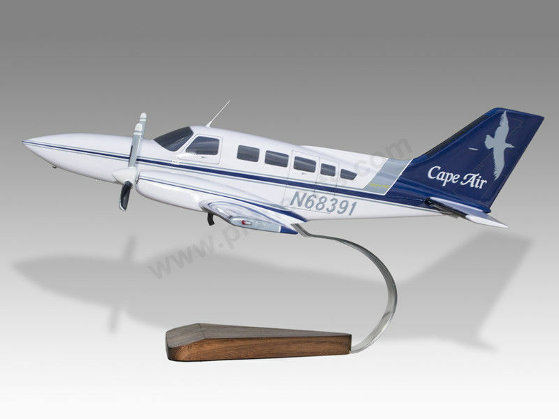 Cessna 402 Cape Air Ver.2 Solid Kiln Dry Mahogany Wood Handcrafted Display Model