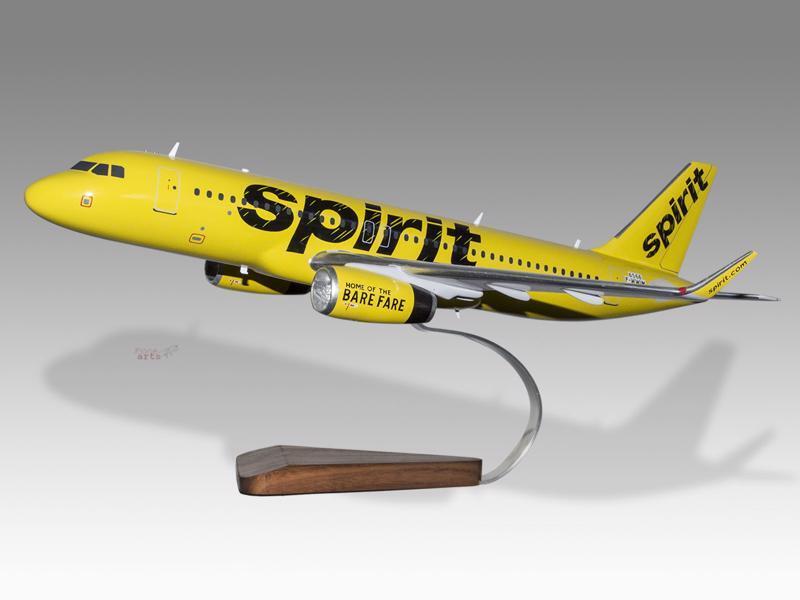 Airbus A320 Spirit Airlines Solid Mahogany Wood Handcrafted Display Model