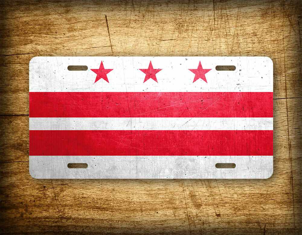 Washington DC District Of Columbia Weathered Metal Flag License Plate Antique DC