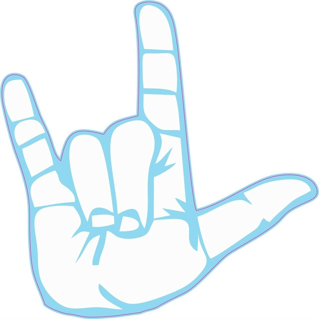 5in x 5in Sign Language I Love You ASL Bumper Sticker Decal Window Stickers D...