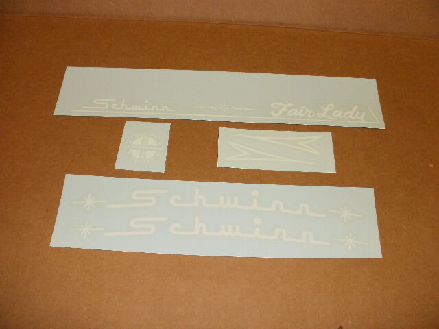 Schwinn Approved  White Fair Lady Bicycle Decal Set Complete Later Models 