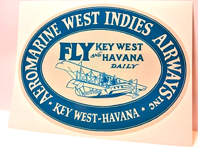 Aeromarine West Indies Vintage Style Travel Decal / Vinyl Sticker, Luggage Label