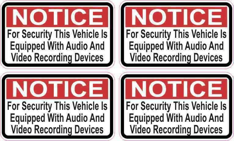 2.5x1.5 Red Notice Audio and Video Recording Stickers Car Truck Bumper Decal