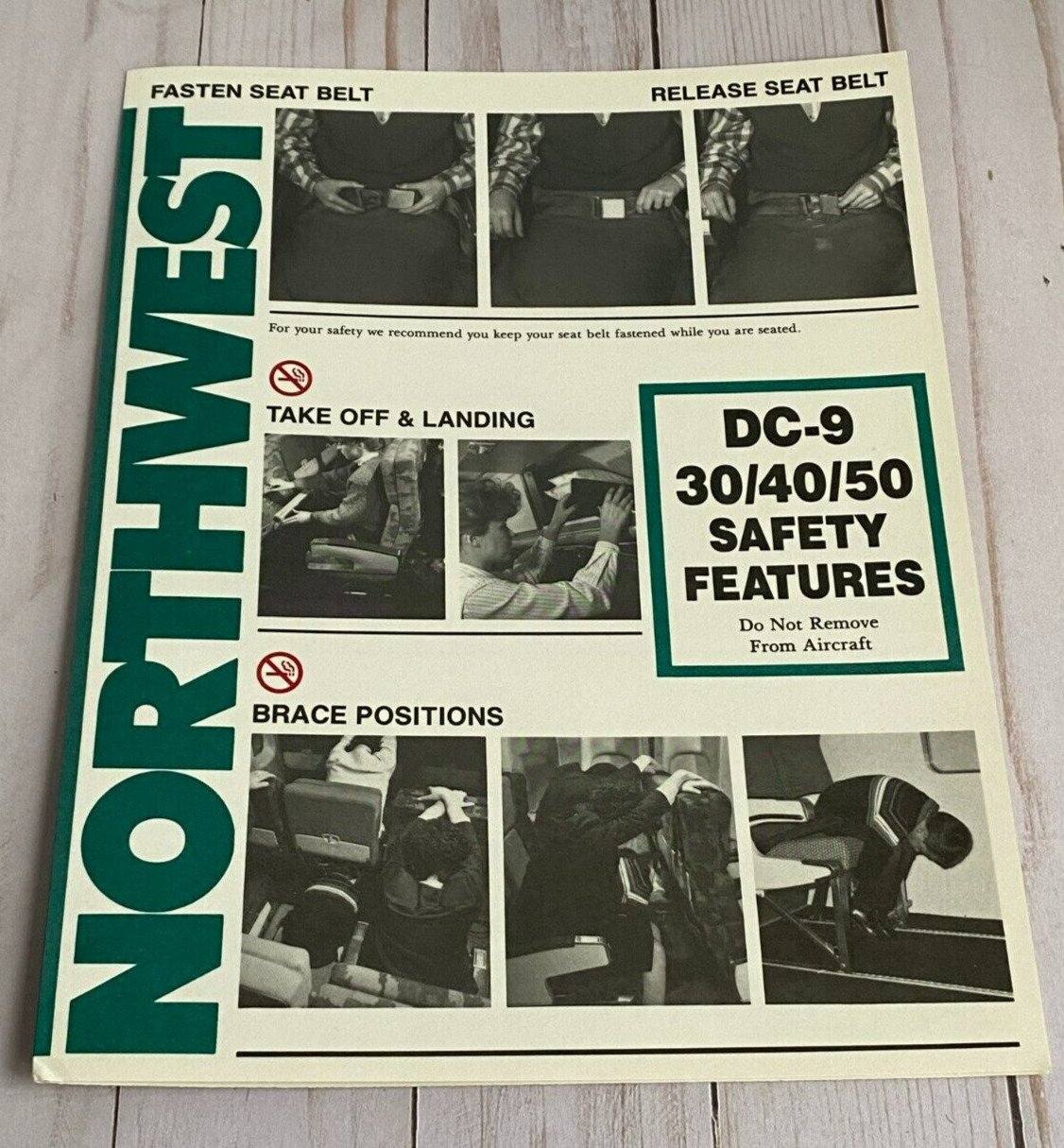 Northwest Airlines DC-9-30/40/50 Safety Card - 1/90