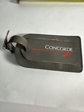 BRITISH AIRWAYS CONCORDE AIRPLANE NEW GREY LEATHER LUGGAGE TAG SILVER LOGO picture