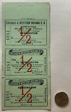 GOING, RETURN COUPON AND AGENTS STUB RED 1/2 OVERPRINT C&WI TRAIN TICKET 7-17-13 picture