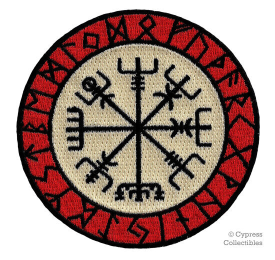 VIKING COMPASS PATCH Vegvisir IRON-ON EMBROIDERED ICELANDIC NORSE RUNE - FANCY