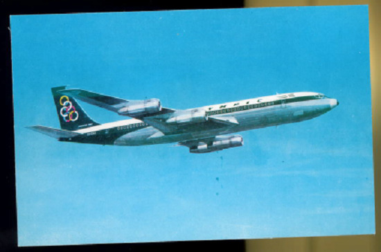 Olympic Airways Postcard - Vintage 1960's Olympic Air Boeing 707-320 Jet Card