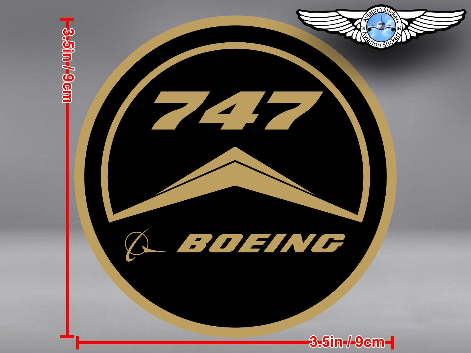 OLD VINTAGE STYLE ROUND BOEING B 747 B747 LOGO DECAL / STICKER
