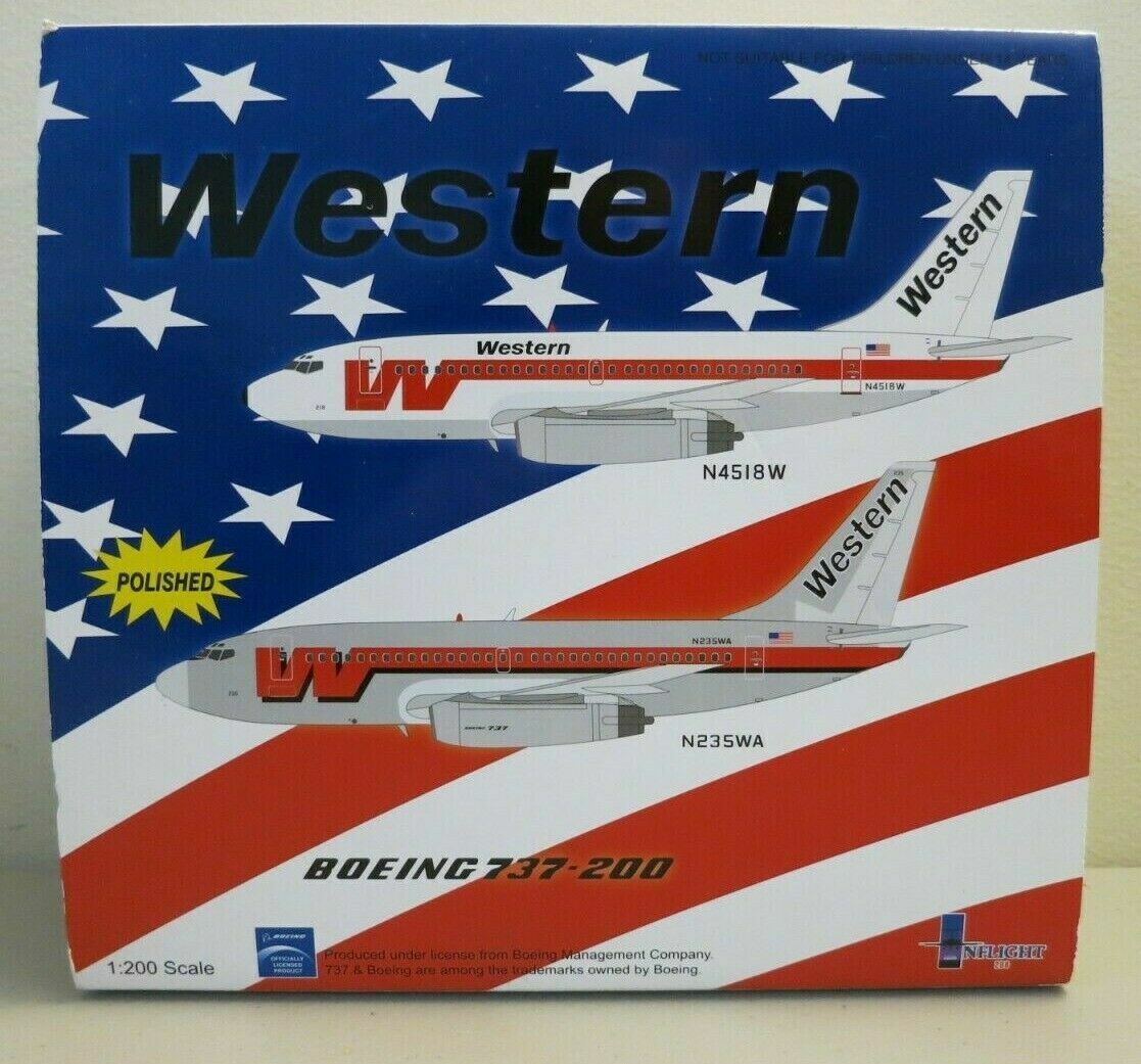 Very Rare In Flight Western Airlines Boeing 737-200 - 1:200 N4518W, 168 Only