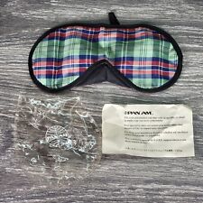 Vintage 1970's Pan Am Airlines Green Plaid Eye Shade Sleep Mask Rare Color HTF picture