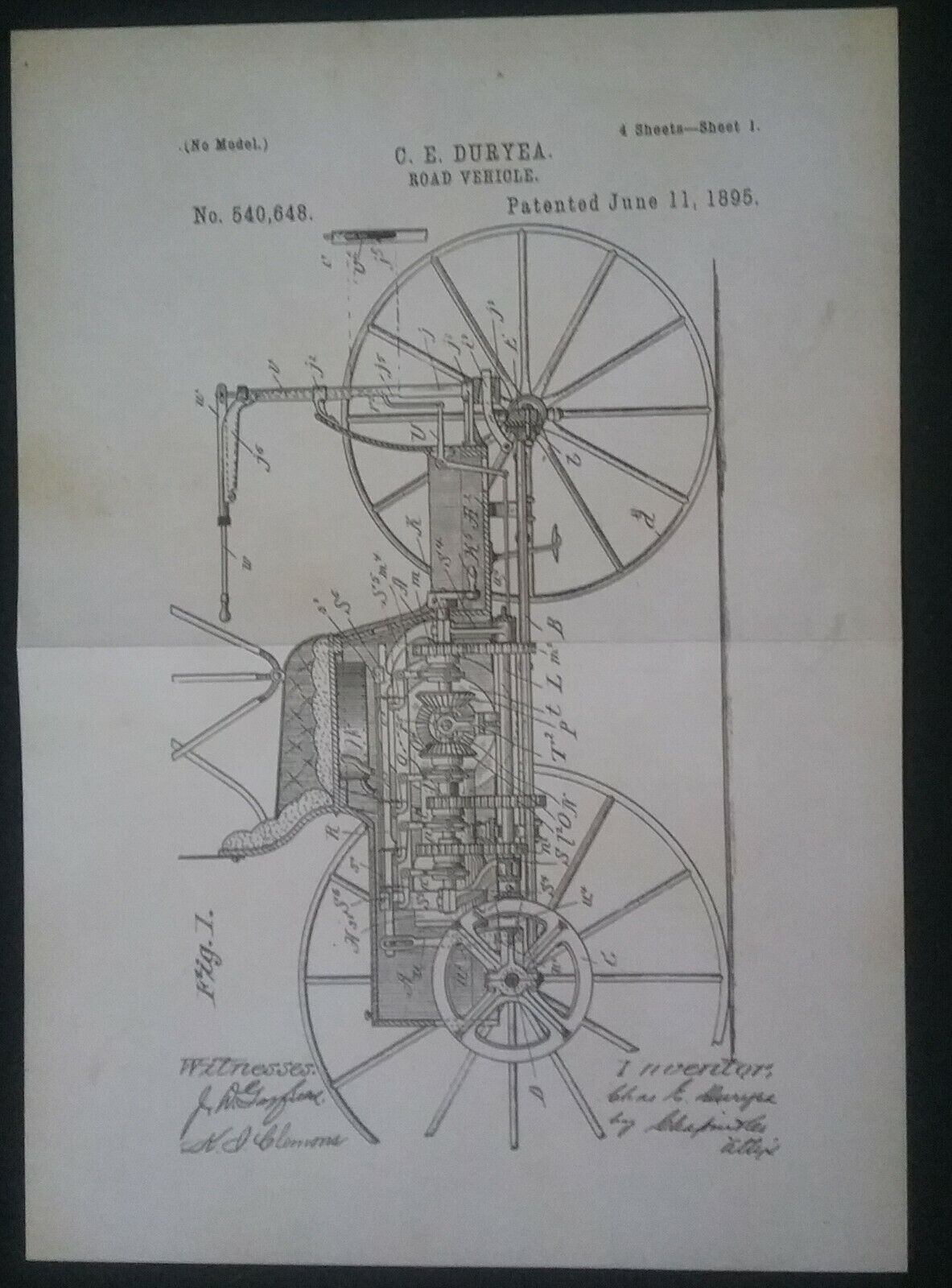 THE DURYEA PATENT : REPRODUCTION OF THE 1895 PATENT : AMERICAN FRANK DURYEA  (2)