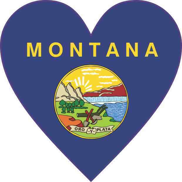 4X4 Montana Flag Heart Bumper Sticker Vinyl Decal Decals Truck Window Stickers