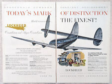 Vintage 1954 Lockheed 'Constellation' Aircraft 2 page Magzine Print Ad picture