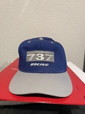 Vintage Boeing next Generation 737 Airplane Snapback Hat Baseball Cap Blue picture