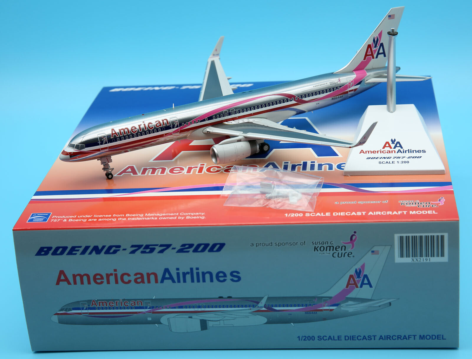 JC Wings 1:200 American Airlines Boeing B757-200 Diecast Aircraft Model N664AA