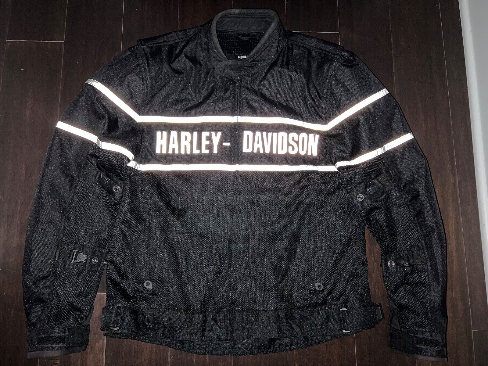 Harley Davidson Men's Classic Cruiser Mesh Riding Jacket Reflective Large