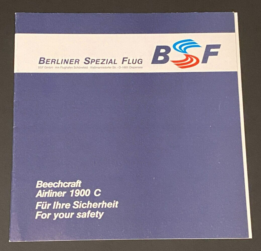 Berliner Spezial Flug BSF Beechcraft 1900C Safety Card