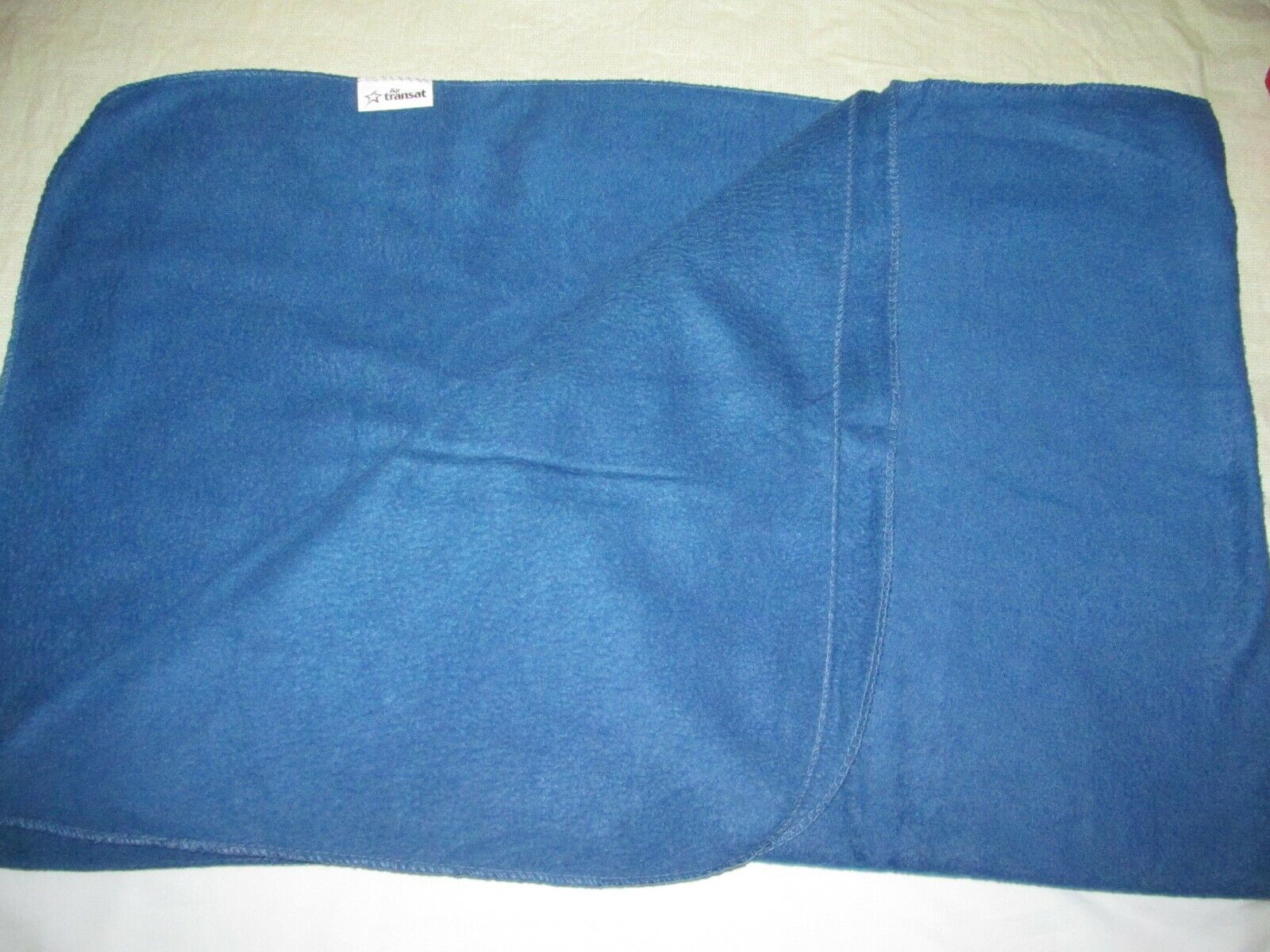 AIR TRANSAT CANADA blue fleece airline blanket travel couch throw