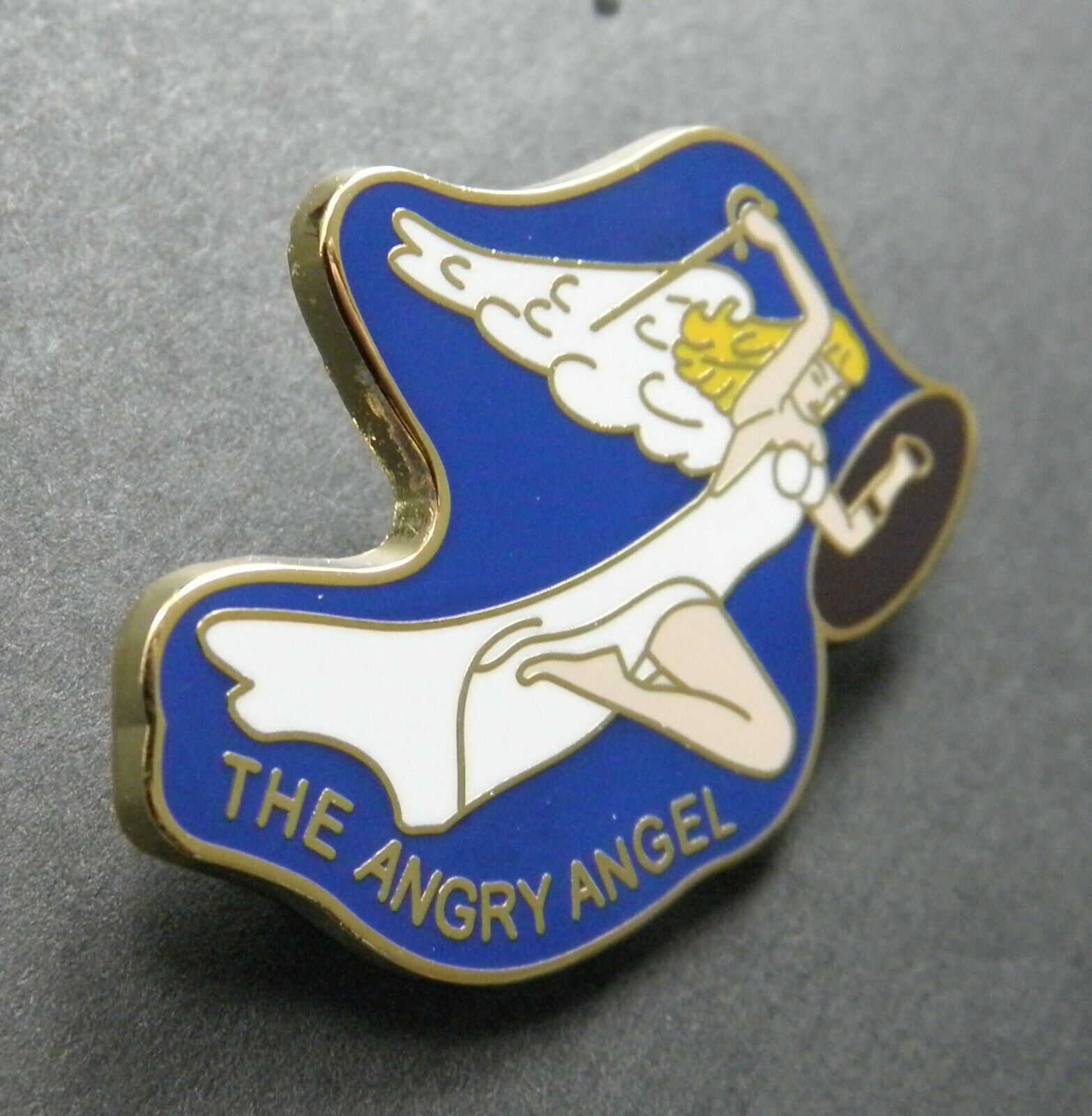ARMY AIR FORCE NOSE ART PINUP ANGRY ANGEL GIRL LAPEL HAT PIN BADGE 1 INCH