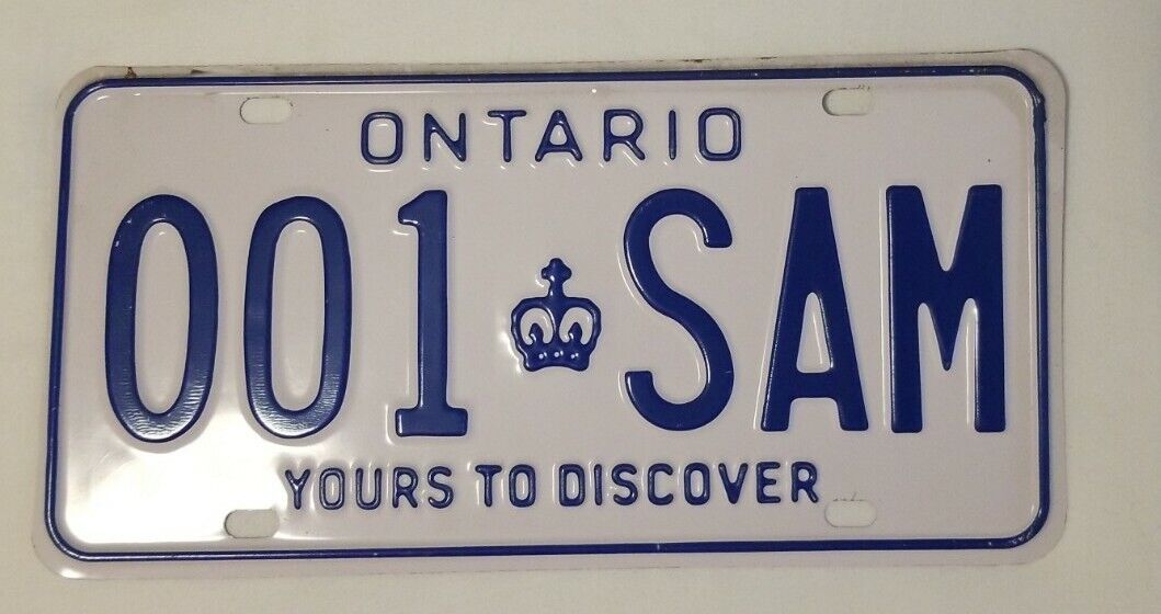 ONTARIO SAMPLE License Plate Tag Canada 001 SAM Yours To Discover with letter