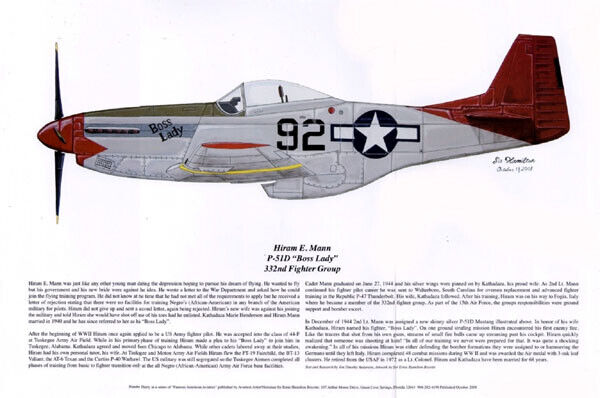P-51D, Mustang, Tuskegee Airman, Hiram Mann, Artist Ernie Boyette