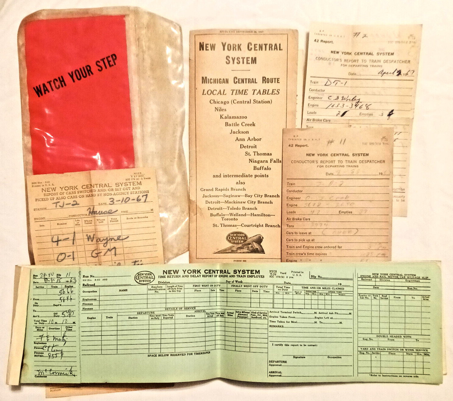 New York Central Railway Misc Memorabilia Conductor Report Return & Delay Report