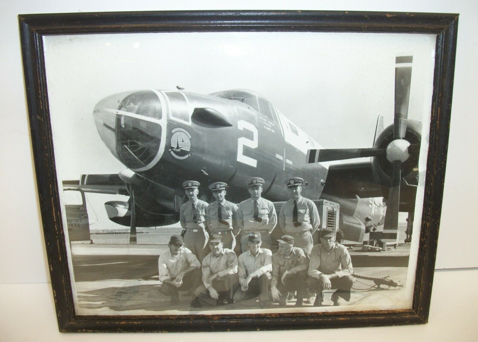 Vintage Military Photograph - Black Falcon Patron Seven Airplane with Crew