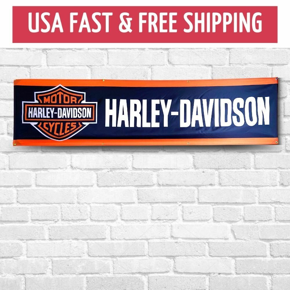 Harley Davidson Motorcycle 2x8 ft Garden Flag Mount Vintage Banner Garage Sign